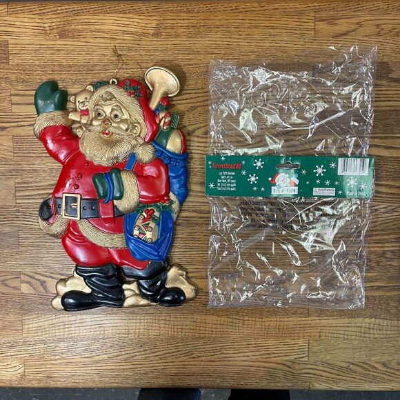 Vintage 12" Plastic Santa Claus Wall Hanging Christmas Decor Door Holiday - Picture 10 of 11